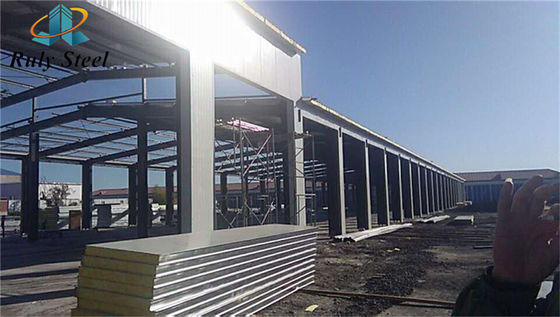 Prefab H-Beam স্টীল কাঠামো স্যান্ডউইচ প্যানেল সঙ্গে হাঁস ঘর