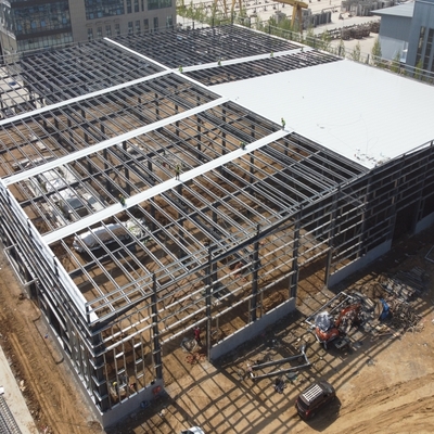 প্রিফ্যাব স্টিল স্ট্রাকচার গুদাম H-Section Beams সঙ্গে 50 বছর জীবনকাল