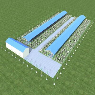 ডিজাইন সরবরাহ আধুনিক ইস্পাত কাঠামো দুগ্ধ খামার শেল ধাতু গবাদি পশু শেল বায়ুচলাচল সিস্টেমের সাথে