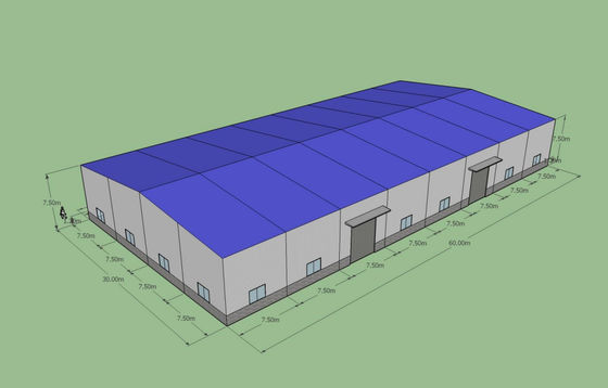 60x30x7.5m প্রিফেব্রিকেটেড স্টিল গুদামঘর ASTM A36 Q235B